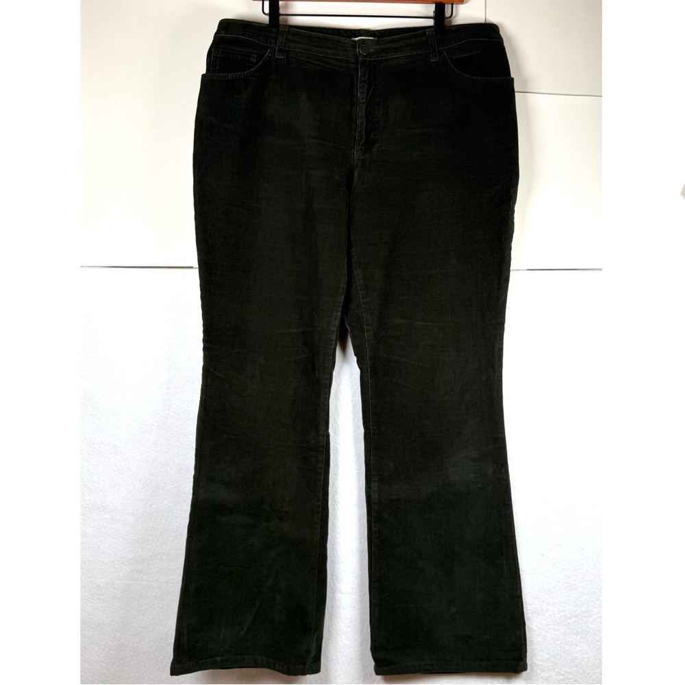 Vtg 90s St Johns Bay Dark Green Stretch Corduroy Wide Leg Pants Womens Sz 16 Y2K